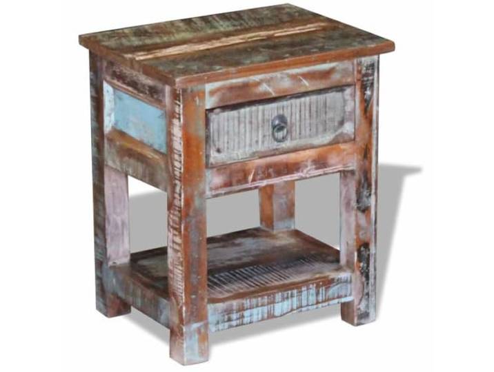 GPWERSDF Beistelltisch mit 1 Schublade Altholz Massiv 43x33x51 cm Handgefertigt, Recyceltes Holz, Retro-Stil, Vielseitig als Nachttisch oder Wohnzimmertisch