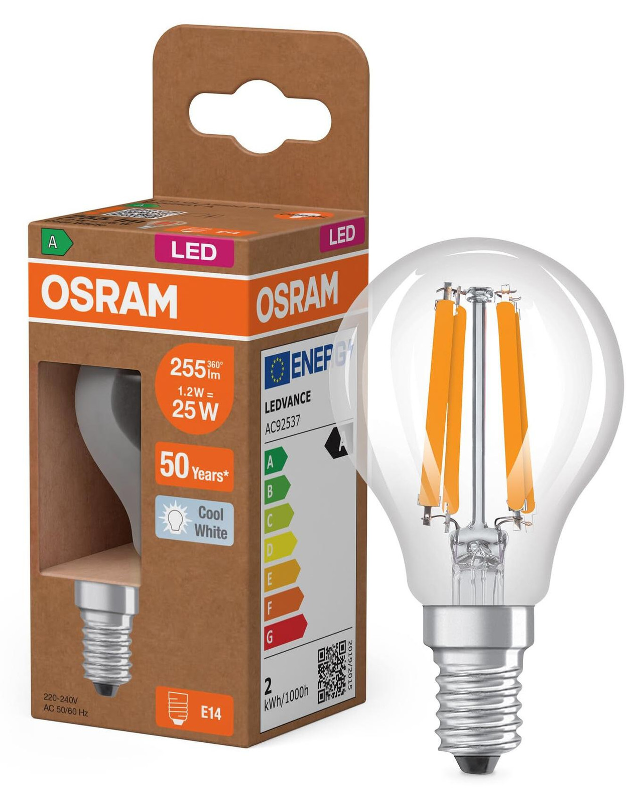 Osram LED-lamp Classic P, 1,2W, E14, neutraal wit, helder