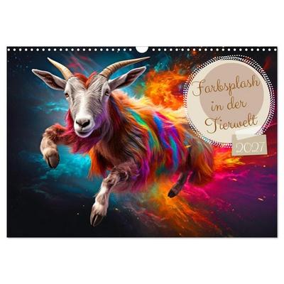 Farbsplash in der Tierwelt (Wandkalender 2027 DIN A3 quer), CALVENDO Monatskalender