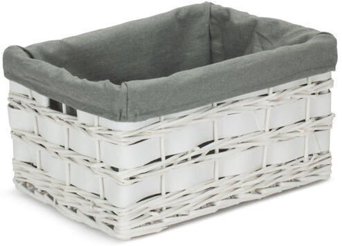 Bay Isle Home Wicker Lined Scandi Style Storage Basket White Scandi/Grey 23cm H x 47cm W x 34cm D