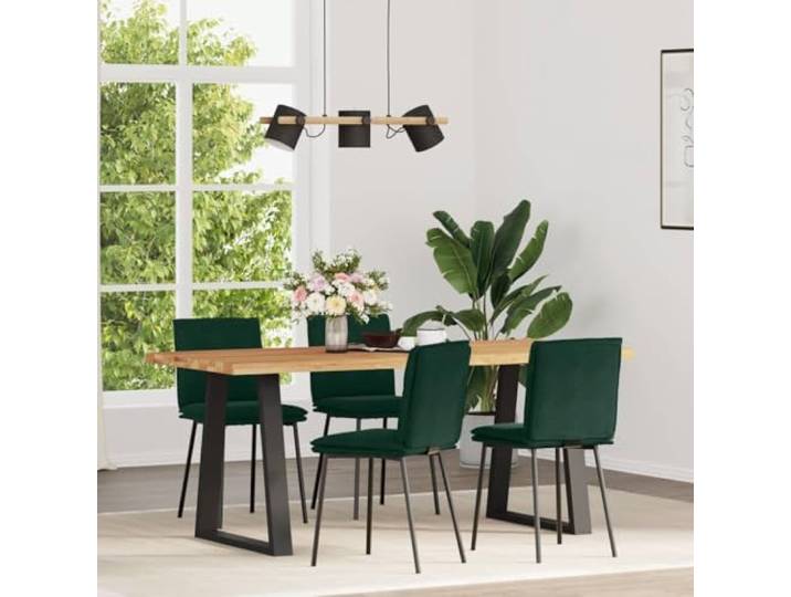 NLQMSU 4 Esszimmerstühle, Dunkelgrün, Samt Weicher Samt, Rahmen aus Metall und Holz, dicker Schaumstoff, Esszimmer, Wohnzimmer, Gästezimmer