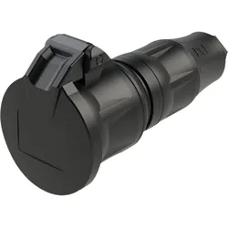 PCE Rubber Schuko Connector Female Schwarz
