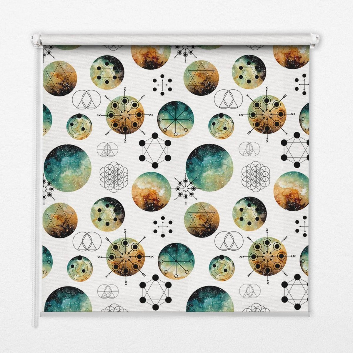 Lichtfilterend Rolgordijn met Decoratief Patroon in Zwart - B/D/H: 80 x 140 cm