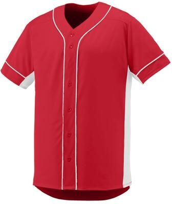 Augusta Sportswear 1660 Athletic Slugger Jersey T-Shirt in Red/White size Large   Polyester