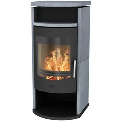 Fireplace  Kaminofen  Zeitbrandofen  Barcelona  Speckstein  gussgrau  (8  kW)