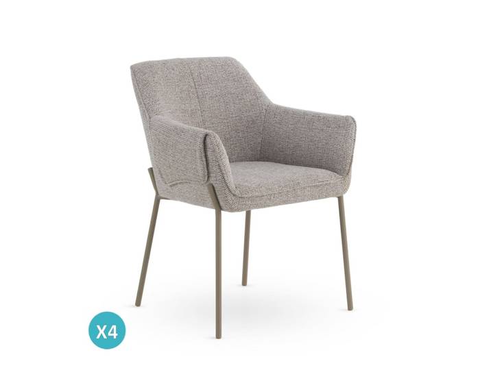 Lot de 4 fauteuils tapissés en chenille marron