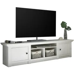 TV-LOWBOARD Weiß Pinie Landhaus, großer TV Unterschrank 194 x 51 cm