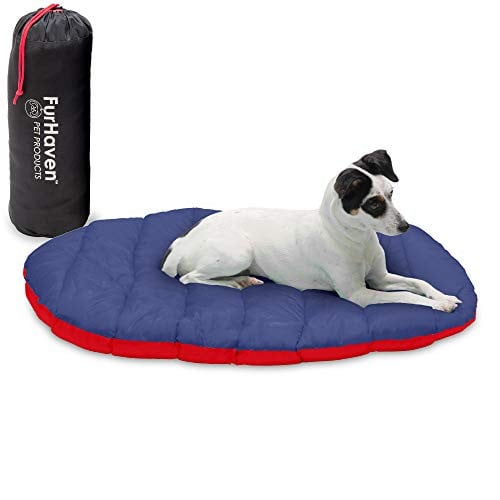 Furhaven reiskussen Trail Pup voor kleine honden met opblaasbaar kussen en transportzak, kleur: Flam