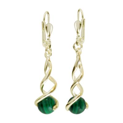 Paar Ohrhänger OSTSEE-SCHMUCK "- Lusia - Gold 333/000 - Malachit" Gr. 38, gold (gold 333, goldfarben, gelb), Ohrringe, Damen, 38, Gelbgold 333