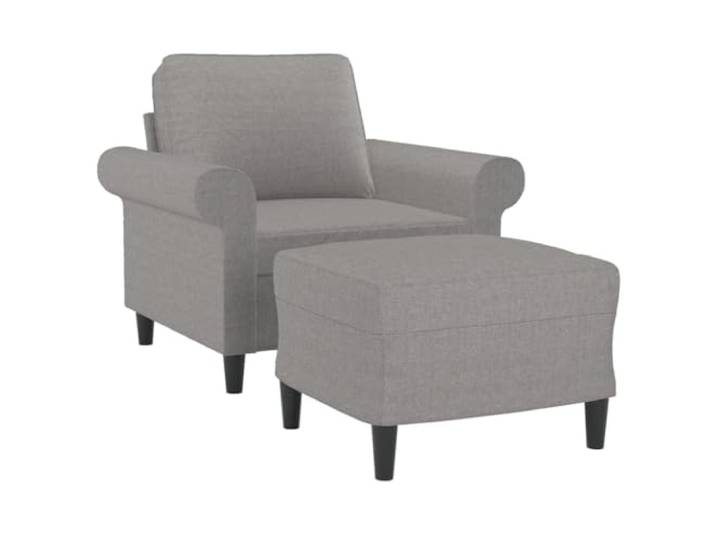 pokgdf Sessel mit Hocker Hellgrau 60 cm Stoff Atmungsaktiv, Langlebig, Sperrholz Und Metallrahmen, Gepolsterte Sitzfläche, Vielseitiger Fußhocker