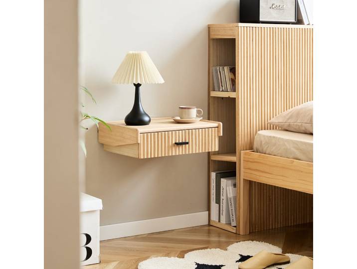 Table de chevet murale en bois naturel