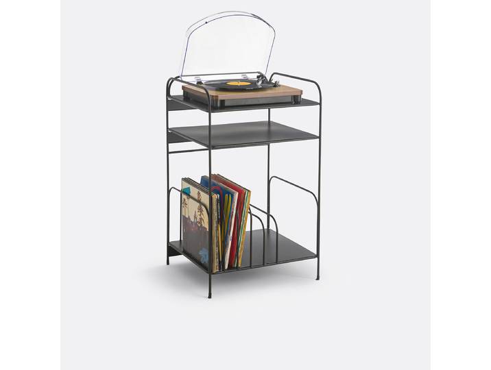 LA REDOUTE Petit meuble vinyles métal acier, Miva Noir