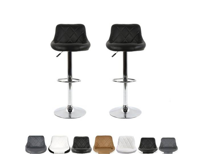2X Tabouret de bar avec dossier et repos-pieds - Chaises de Bar en PU - Siège Pivotant et Hauteur ajustable - Noir
