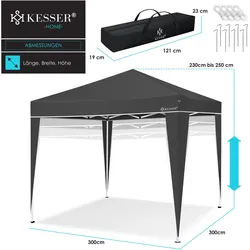 Kesser, Pavillon, Pavillon 3x3m wasserdicht inkl. Tasche Pop-Up Klicksystem (300 cm, 300 cm)