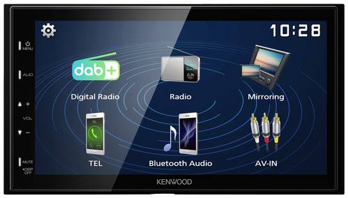 Kenwood DMX129DAB Doppel-DIN Moniceiver Bluetooth-Freisprecheinrichtung, DAB+ Tuner, Anschluss für Rückfahrkamera, Anschluss für
