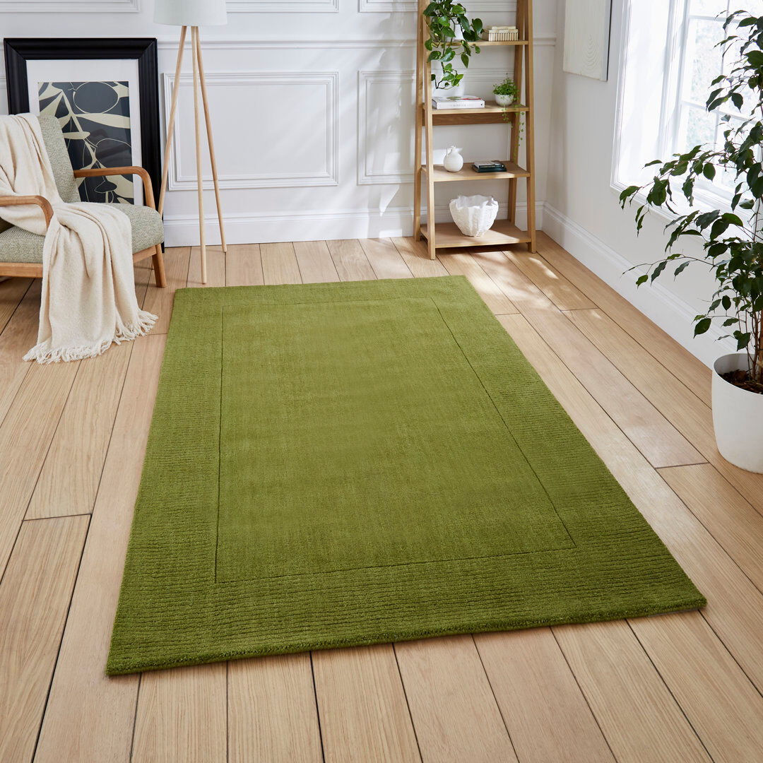 Brayden Studio Rectangle Wool Hand Tufted Area Rug Green Rectangle 150 x 230 cm