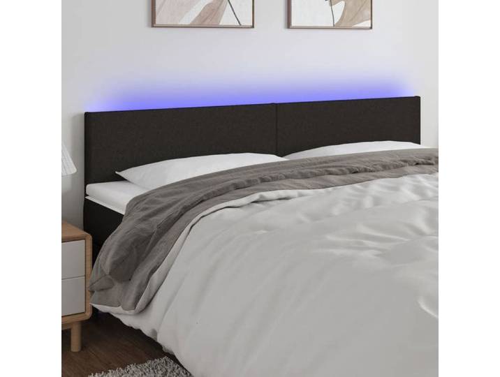 Tête de Lit à LED Meuble de Chambre à Coucher Accessoire de Lit Double Tête de Cadre de Lit Intérieur Noir 3121340