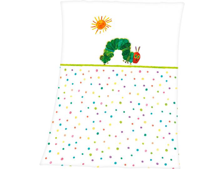 Babydecke Die kleine Raupe Nimmersatt , bunt, B:75cm L:100cm, Polyester, Wohndecken, Babydecke, mit niedlichem Raupen-Motiv, Kuscheldecke