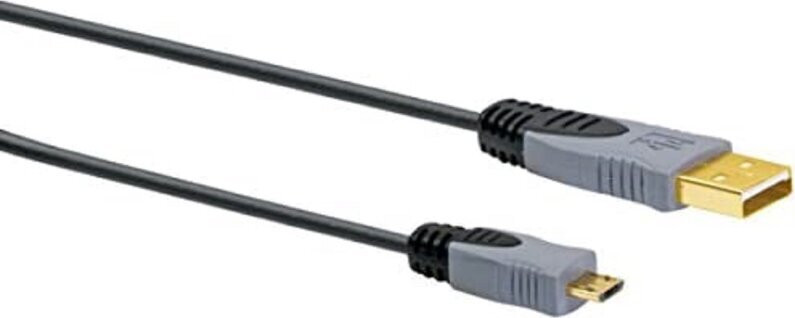 Schwaiger USB 2.0 A naar Micro-USB B kabel, 2 meter, Zwart/Grijs