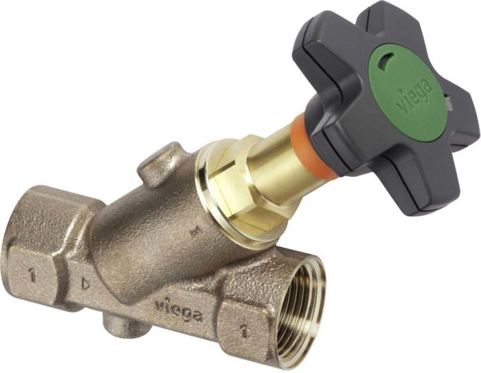 Viega Easytop Schrägsitzventil 756734 DN 25, Rp 1, Rotguss, für Wasserzählerbügel