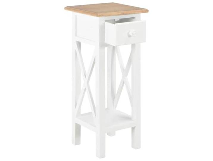 KGHFDVB Beistelltisch 27 x 27 x 65,5 cm aus MDF + Kiefernholz Braun-Weiß MDF und Kiefernholz, mit Schublade 27 x 27 x 65,5 cm, für Eingangsbereich und Schlafzimmer, mit Wandbefestigung, kompakte