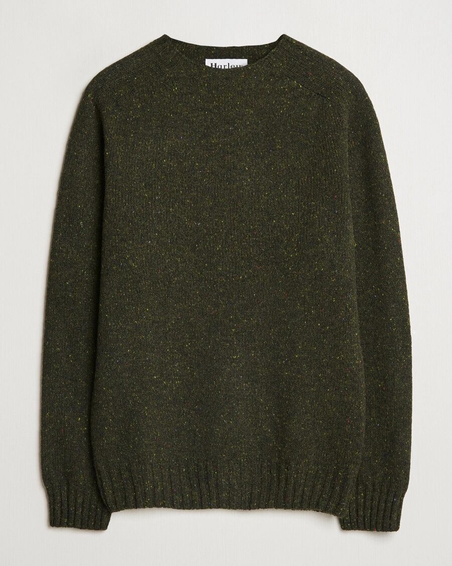 Harley Of Scotland Donegal Wool Crewneck Harris Green