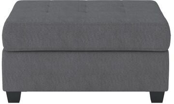 Benjara Aston 33 Inch Ottoman, Dark Gray Microfiber, Interior Storage, Solid Wood