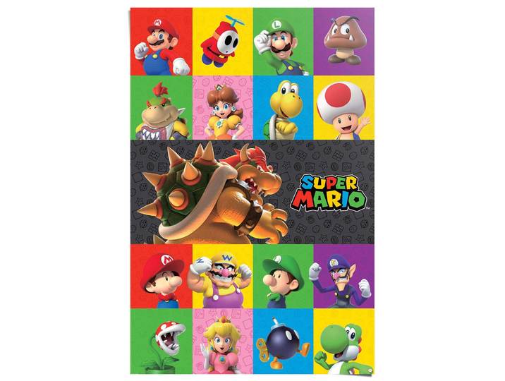 Poster REINDERS Super Mario - characters , farbe bild(er): mehrfarbig, B:61cm H:91,5cm T:0,1cm, Bilder, Poster, Kinderzimmer - Mehrfarbig - 150 gr. Papier - Games - 61x91,5 cm
