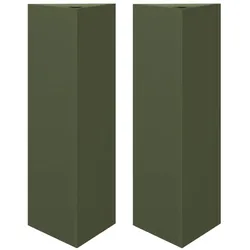 Helloshop26 - Pflanzkübel Hochbeet Blumenbeet Garten Terrasse 2er-Set olivgrün dreieckig 30 x 26 x 75 cm grüner Stahl 02_0039089