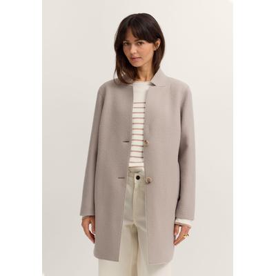 Wollmantel BUGATTI "Regular Fit", Damen, Gr. 38, beige (80, braun), 100% Wolle, unifarben, regular fit, Mäntel, aus reiner italienischer Wolle