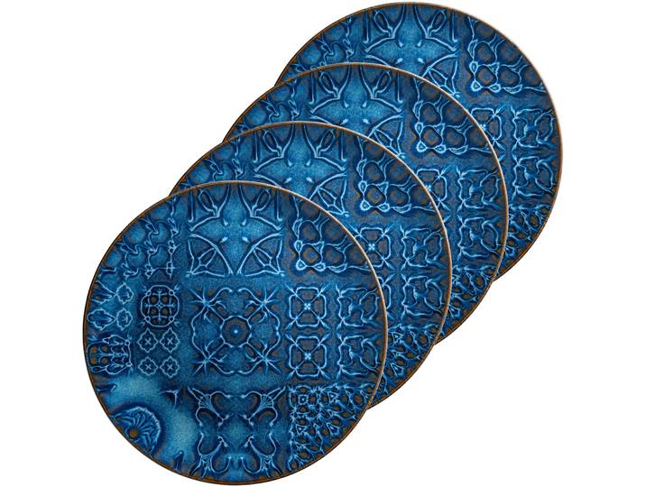 MÄSER Pastateller-Set 4-tlg. Trad. Tiles blau Steinzeug D 33 cm 4 Stk - Pastateller-Set 4-tlg.
