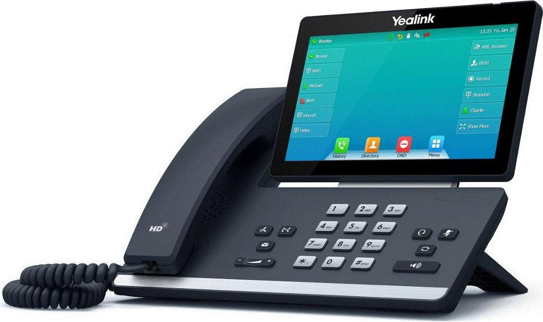 Yealink SIP-T57W IP-telefoon, grijs, inclusief headset met kabel, geschikt voor bureau of wandmontage