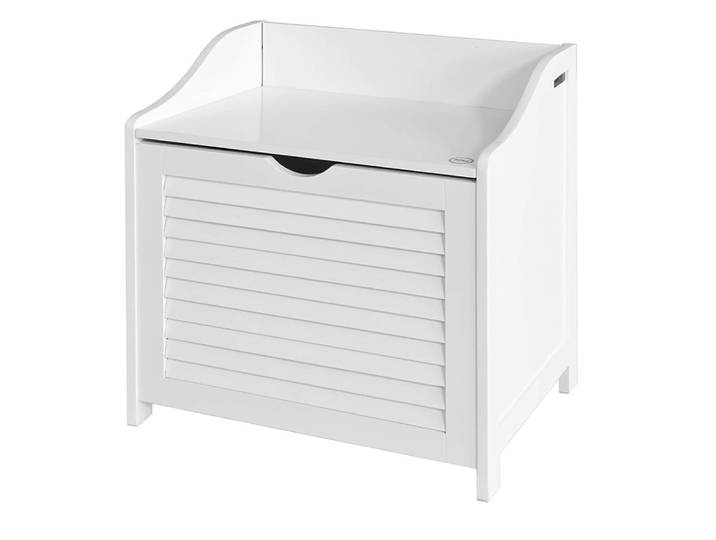 Banc de rangement avec sac amovible effet bois blanc