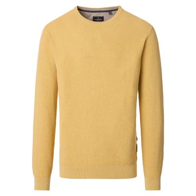 Strickpullover CASAMODA "CASAMODA Pullover uni", Herren, Gr. L, gelb, 100% Baumwolle, Pullover Strickpullover