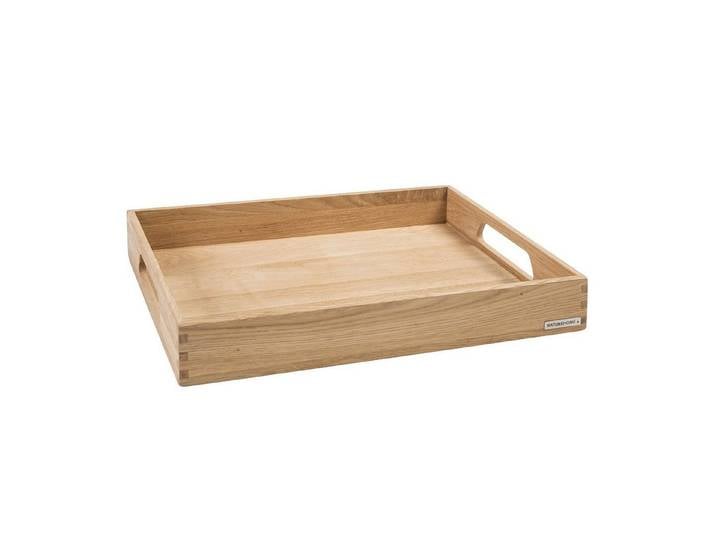 NATUREHOME Tablett Holztablett Serviertablett Küchentablett 50x35x7 cm, Eichenholz, (1-tlg), Massivholz, Handarbeit