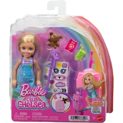 BARBIE Chelsea-Puppe aus der „Grenzenlose Abenteuer“-Reihe, Roller mit Koffer und Zubehörteile