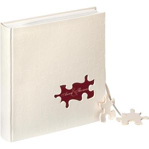 walther-design Gästebuch GB-173 Hochzeit Puzzle, weiß, 23 x 25 cm, blanko weiß, Hardcover mit Ausstanzung, 144 Seiten