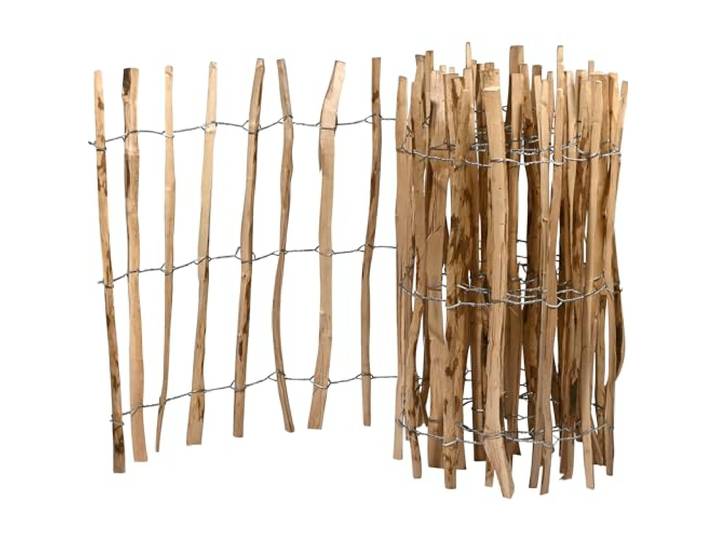 dobar® Großer Staketenzaun Beetumrandung für den Außenbereich Dekorativer Sichtschutz aus geschältem Haselnuss-Holz Steckzaun Staketenzaun Gartenzaun 50 x 200 cm Natur