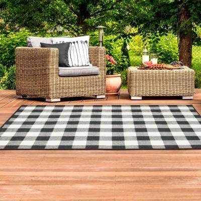 The Gray Barn Style Haven Gingham Check Indoor/Outdoor Area Rug..