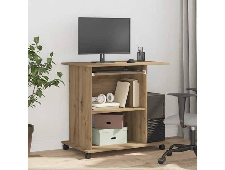 CLARENCE® Bureau informatique - Table d'ordinateur - chêne artisanal - 80x50x75 cm - bois ingénierie LL0169