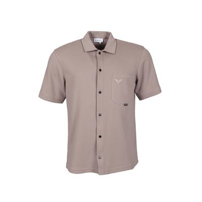 Kurzarmhemd KLEINIGKEIT "Kleinigkeit Tim Hemdzko", Herren, Gr. L, US-Größen, beige (taupe), 100% Baumwolle, unifarben, normal, Hemden