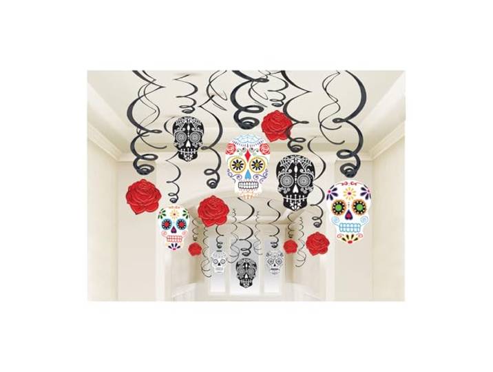 Amscan 670360-55 - Decoratieve spiralen Day of the Dead, 30 stuks, Mexico, Dia de los Muertos, Halloween, horrorparty, themafeest