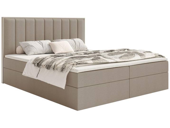 Selsey Togents – Boxspringbett 160x200 mit Stauraum und Topper, hydrophobe Chenille, braun