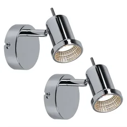 Wandstrahler verstellbar LED Wandleuchte Chrom Spotleuchte Bettlampe Schlafzimmer, 5W 400lm warmweiß, 2er Set