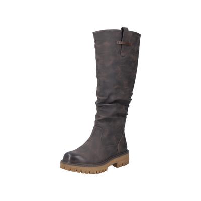 Winterstiefel RIEKER, Damen, Gr. 39, Warmfutter, Normalschaft, dunkelbraun, Lederimitat, unifarben, Basic, Schuhe Winterstiefel, Langschaftstiefel mit slouchy Schaft und Warmfutter