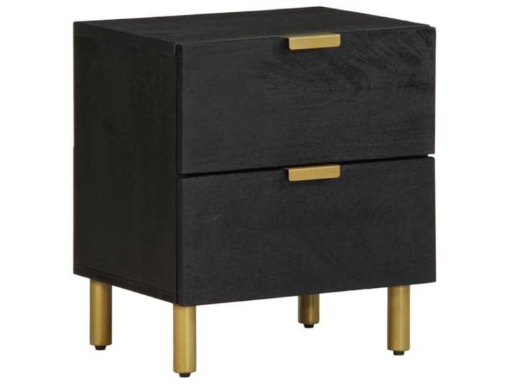 HEFZGDB Nachttisch Schwarz 40x33x46 cm Massivholz Mango mit 2 Schubladen, Stauraum und stabilen Beinen für Schlafzimmer, dekorative und praktische Ergänzung, Robustes tropisches