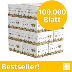 Infowerk Druckerpapier Kopierpapier 100000 Blatt (20 x 5.000) DIN A4 80 g Premium Hochweiß CIE 160 Testsieger PEFC zertifiziert