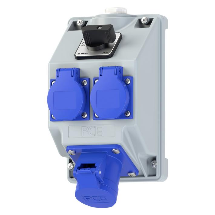 PCE PC Electric 160813521 Steckdosen-Verteiler Grau, Blau (CEE 16/3, 2x) (160813521)