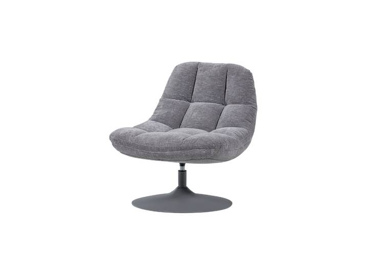 Fauteuil pivotant 81x73x84 cm chenille gris clair Elvi