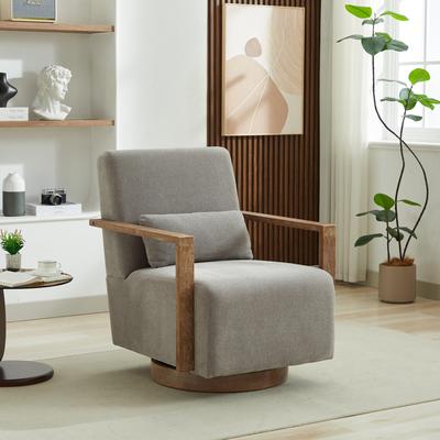 "29.72""W Swivel Modern Upholstered Accent Chair With Solid Wood Armrests And 360 Degree Comfy Lounge Reading Chair"
